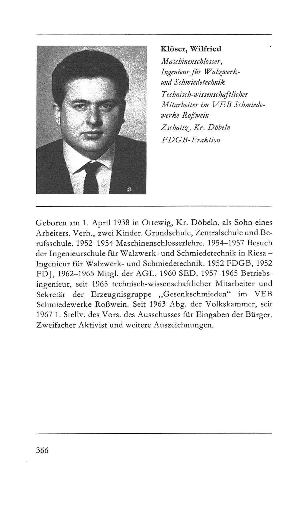 Volkskammer (VK) der Deutschen Demokratischen Republik (DDR) 5. Wahlperiode 1967-1971, Seite 366 (VK. DDR 5. WP. 1967-1971, S. 366)