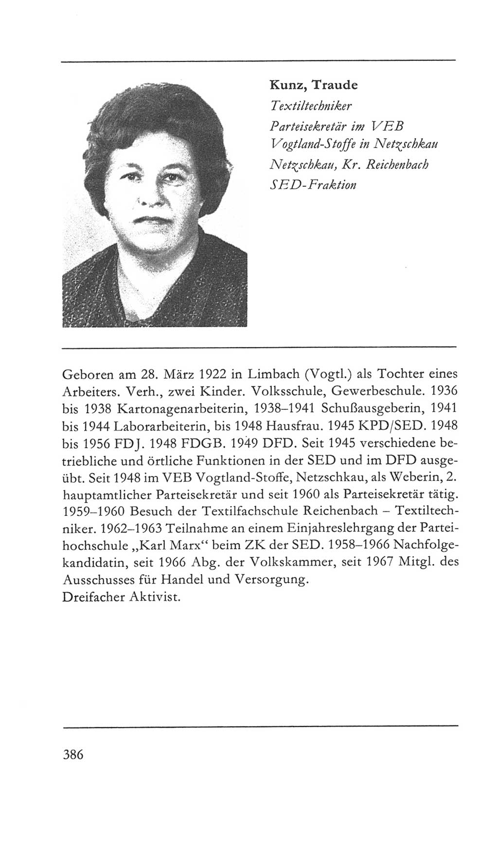 Volkskammer (VK) der Deutschen Demokratischen Republik (DDR) 5. Wahlperiode 1967-1971, Seite 386 (VK. DDR 5. WP. 1967-1971, S. 386)