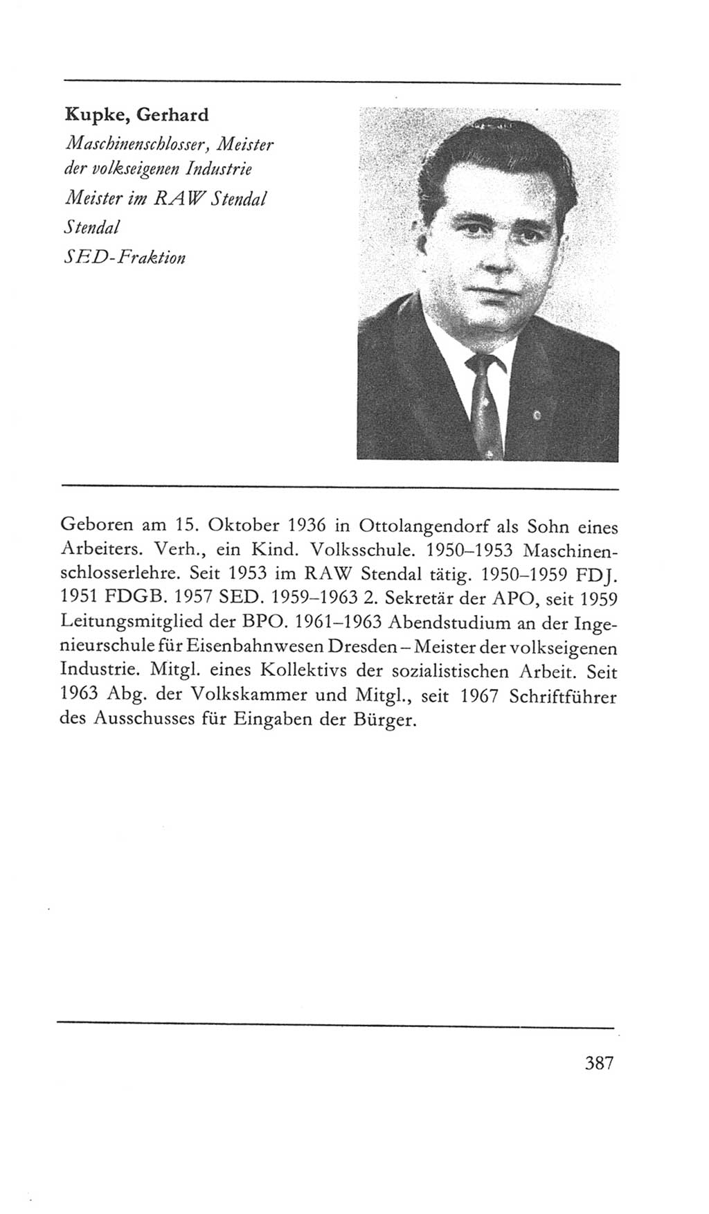 Volkskammer (VK) der Deutschen Demokratischen Republik (DDR) 5. Wahlperiode 1967-1971, Seite 387 (VK. DDR 5. WP. 1967-1971, S. 387)