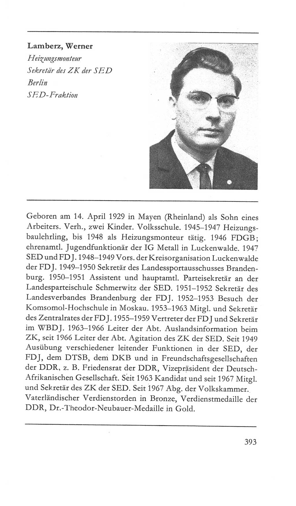 Volkskammer (VK) der Deutschen Demokratischen Republik (DDR) 5. Wahlperiode 1967-1971, Seite 393 (VK. DDR 5. WP. 1967-1971, S. 393)