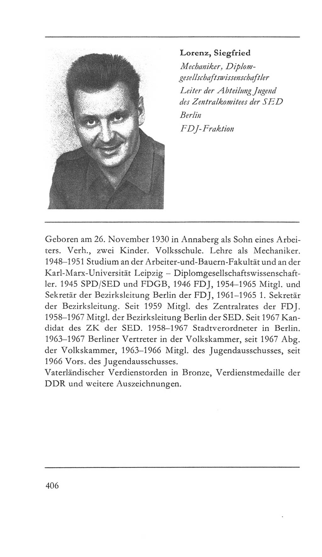 Volkskammer (VK) der Deutschen Demokratischen Republik (DDR) 5. Wahlperiode 1967-1971, Seite 406 (VK. DDR 5. WP. 1967-1971, S. 406)