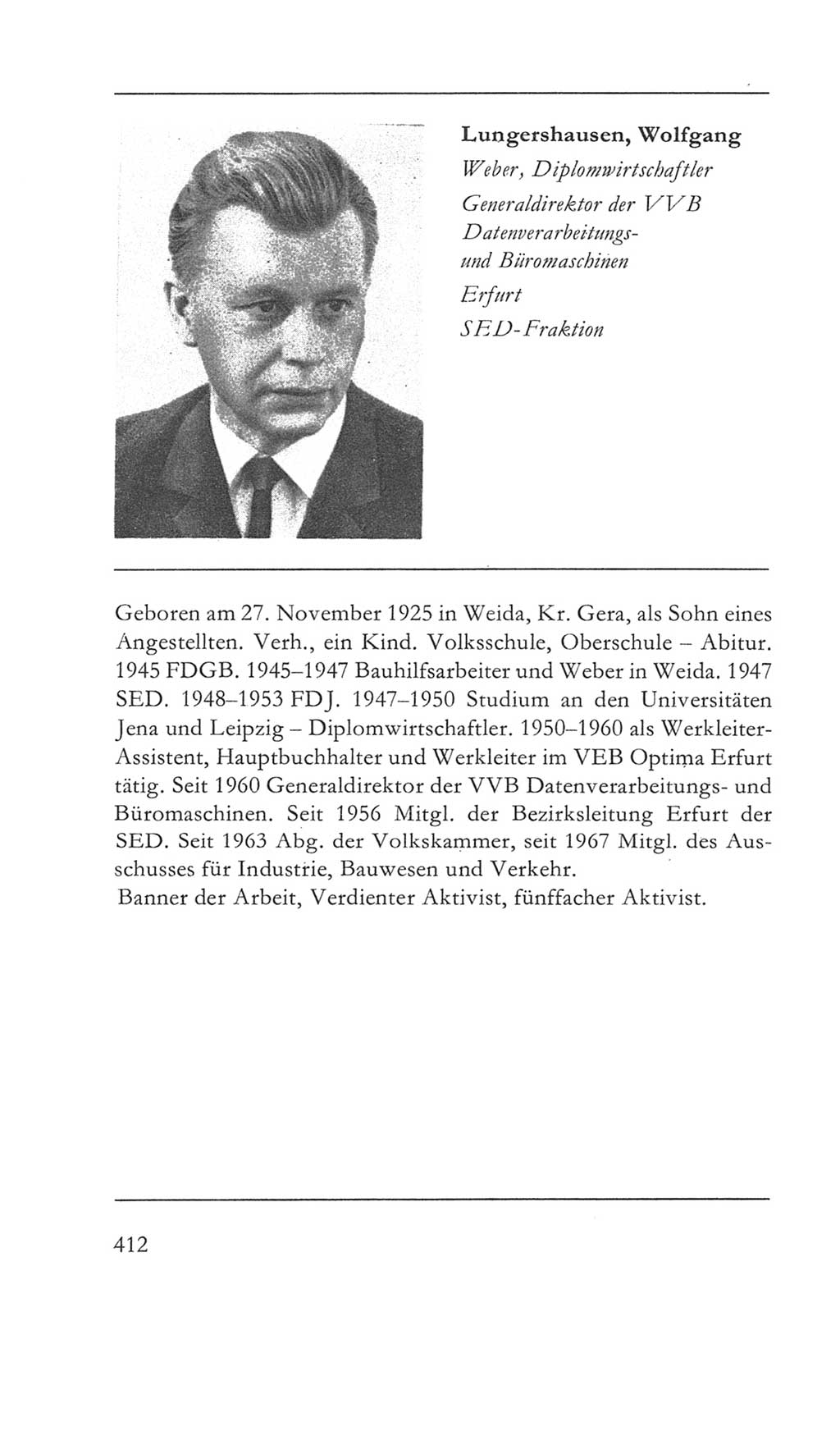 Volkskammer (VK) der Deutschen Demokratischen Republik (DDR) 5. Wahlperiode 1967-1971, Seite 412 (VK. DDR 5. WP. 1967-1971, S. 412)