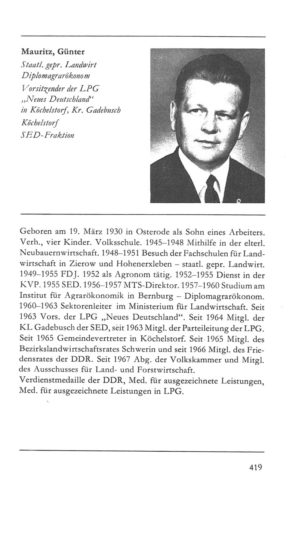 Volkskammer (VK) der Deutschen Demokratischen Republik (DDR) 5. Wahlperiode 1967-1971, Seite 419 (VK. DDR 5. WP. 1967-1971, S. 419)