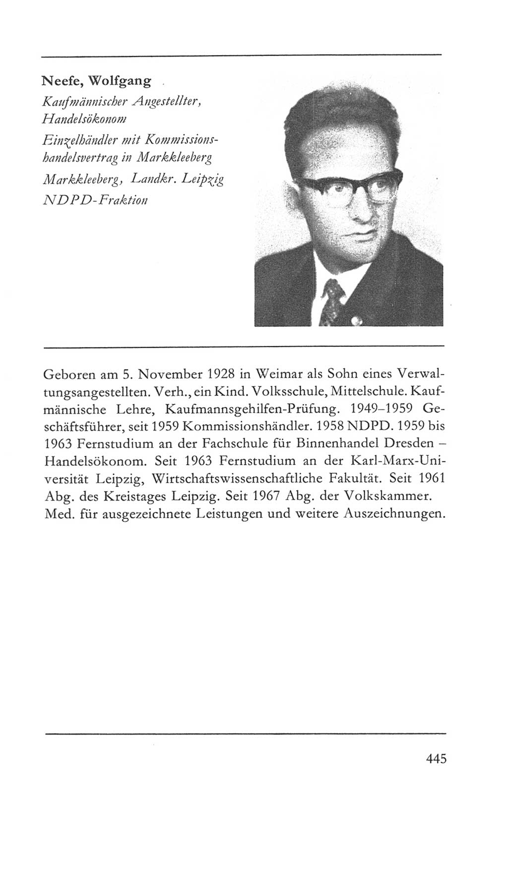 Volkskammer (VK) der Deutschen Demokratischen Republik (DDR) 5. Wahlperiode 1967-1971, Seite 445 (VK. DDR 5. WP. 1967-1971, S. 445)