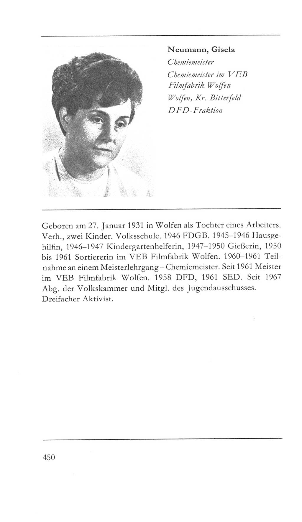 Volkskammer (VK) der Deutschen Demokratischen Republik (DDR) 5. Wahlperiode 1967-1971, Seite 450 (VK. DDR 5. WP. 1967-1971, S. 450)