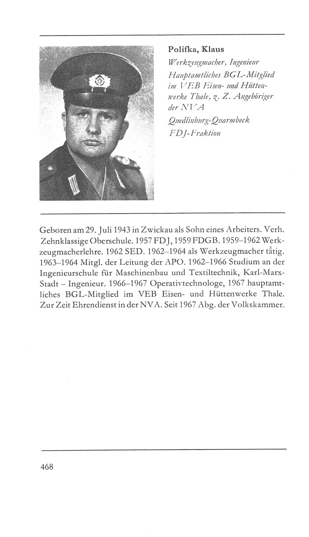 Volkskammer (VK) der Deutschen Demokratischen Republik (DDR) 5. Wahlperiode 1967-1971, Seite 468 (VK. DDR 5. WP. 1967-1971, S. 468)