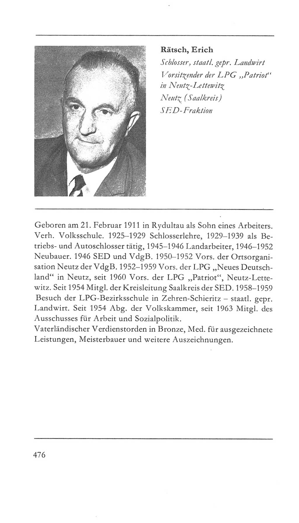 Volkskammer (VK) der Deutschen Demokratischen Republik (DDR) 5. Wahlperiode 1967-1971, Seite 476 (VK. DDR 5. WP. 1967-1971, S. 476)