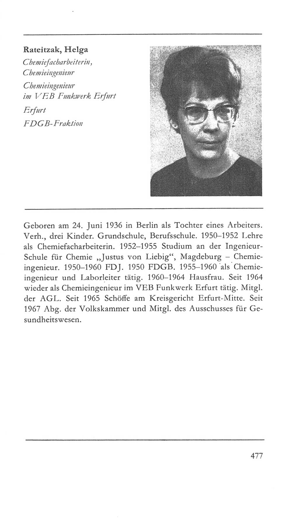 Volkskammer (VK) der Deutschen Demokratischen Republik (DDR) 5. Wahlperiode 1967-1971, Seite 477 (VK. DDR 5. WP. 1967-1971, S. 477)