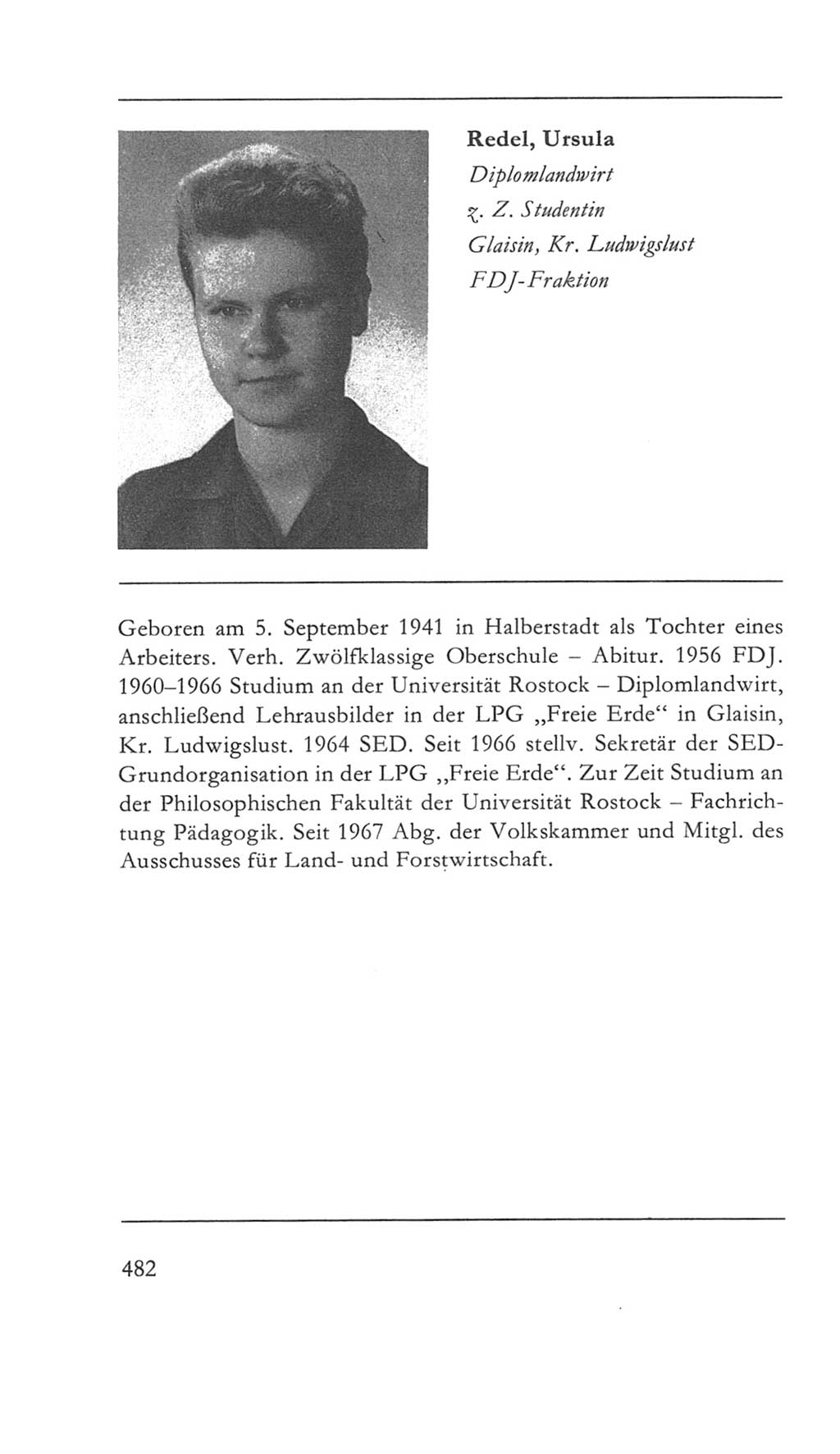 Volkskammer (VK) der Deutschen Demokratischen Republik (DDR) 5. Wahlperiode 1967-1971, Seite 482 (VK. DDR 5. WP. 1967-1971, S. 482)
