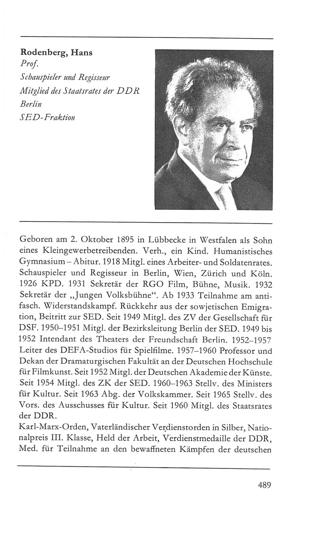 Volkskammer (VK) der Deutschen Demokratischen Republik (DDR) 5. Wahlperiode 1967-1971, Seite 489 (VK. DDR 5. WP. 1967-1971, S. 489)