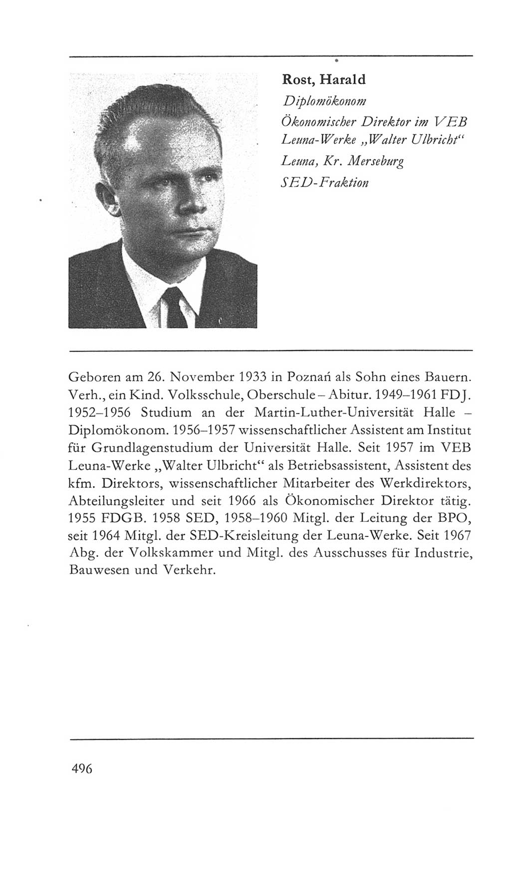 Volkskammer (VK) der Deutschen Demokratischen Republik (DDR) 5. Wahlperiode 1967-1971, Seite 496 (VK. DDR 5. WP. 1967-1971, S. 496)