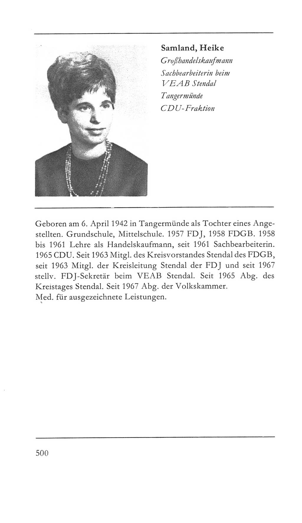 Volkskammer (VK) der Deutschen Demokratischen Republik (DDR) 5. Wahlperiode 1967-1971, Seite 500 (VK. DDR 5. WP. 1967-1971, S. 500)