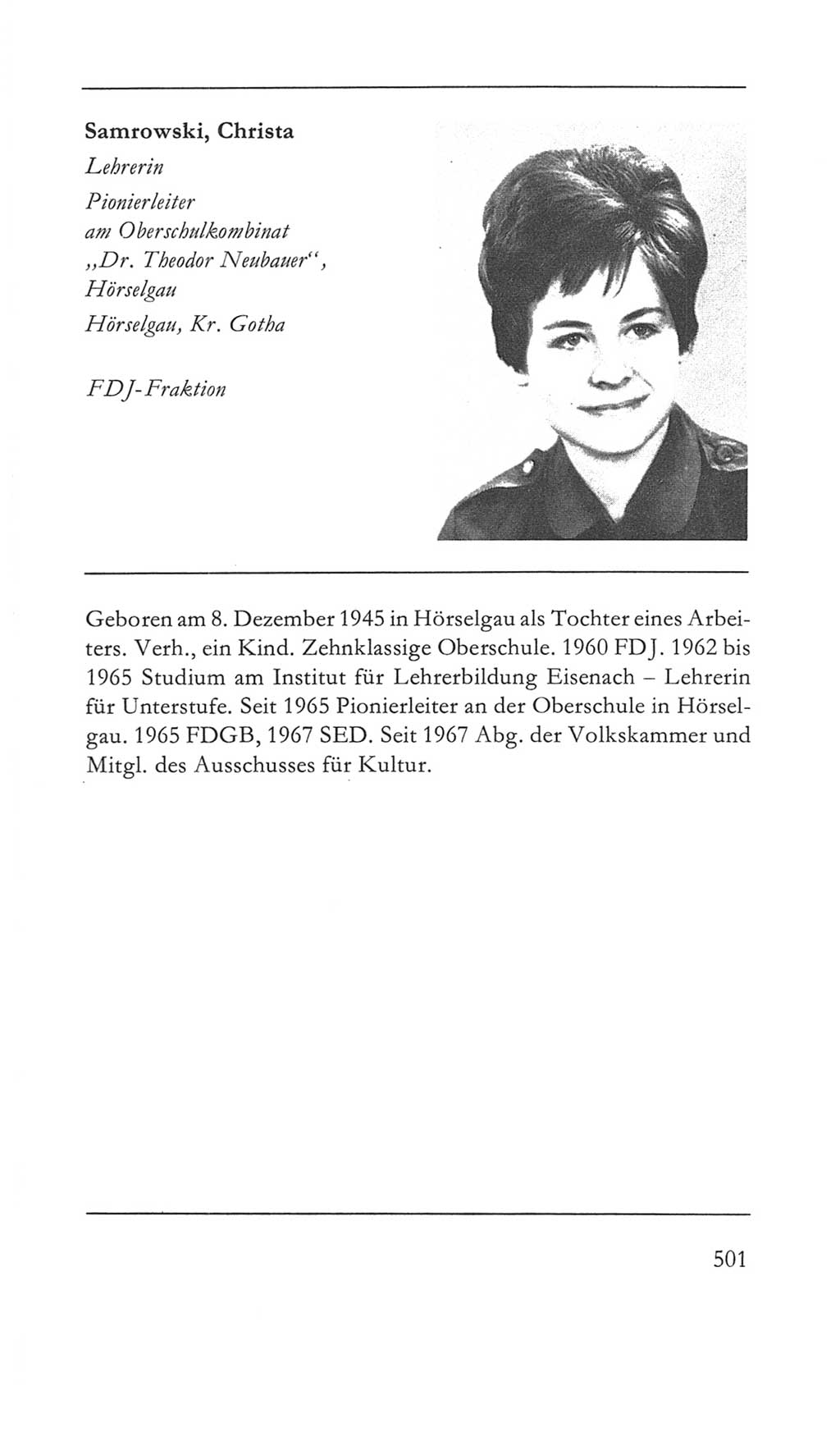 Volkskammer (VK) der Deutschen Demokratischen Republik (DDR) 5. Wahlperiode 1967-1971, Seite 501 (VK. DDR 5. WP. 1967-1971, S. 501)
