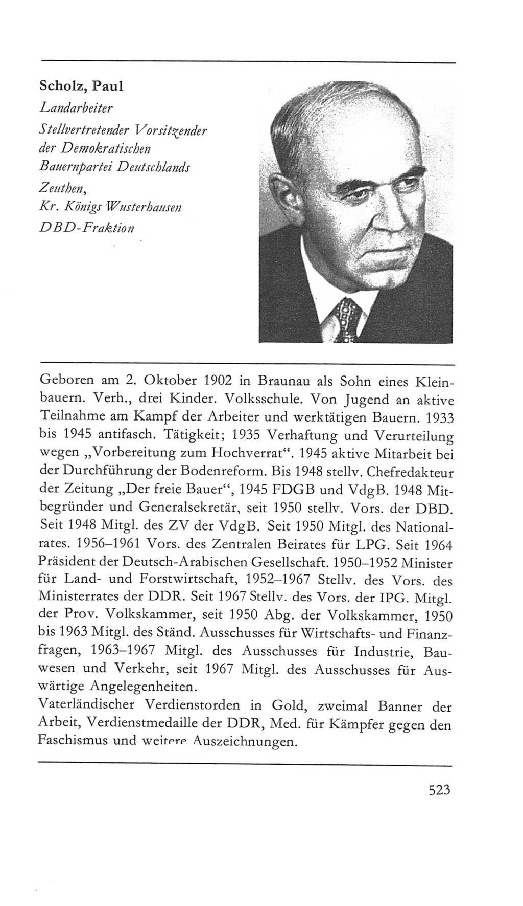 Volkskammer (VK) der Deutschen Demokratischen Republik (DDR) 5. Wahlperiode 1967-1971, Seite 523 (VK. DDR 5. WP. 1967-1971, S. 523)