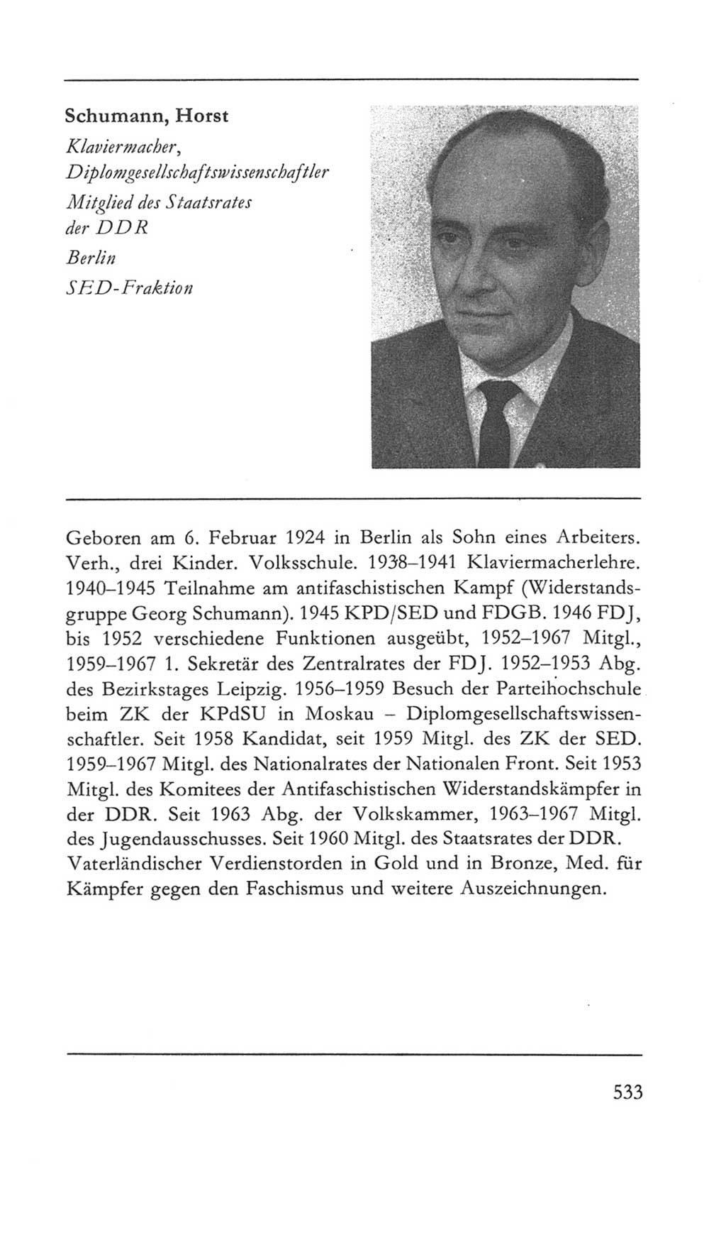 Volkskammer (VK) der Deutschen Demokratischen Republik (DDR) 5. Wahlperiode 1967-1971, Seite 533 (VK. DDR 5. WP. 1967-1971, S. 533)