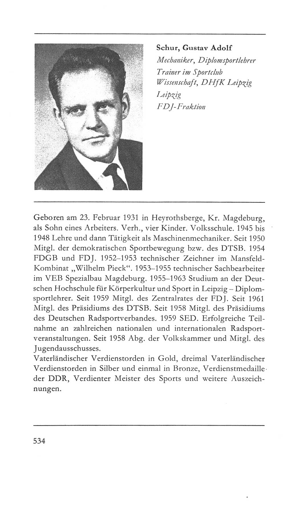 Volkskammer (VK) der Deutschen Demokratischen Republik (DDR) 5. Wahlperiode 1967-1971, Seite 534 (VK. DDR 5. WP. 1967-1971, S. 534)