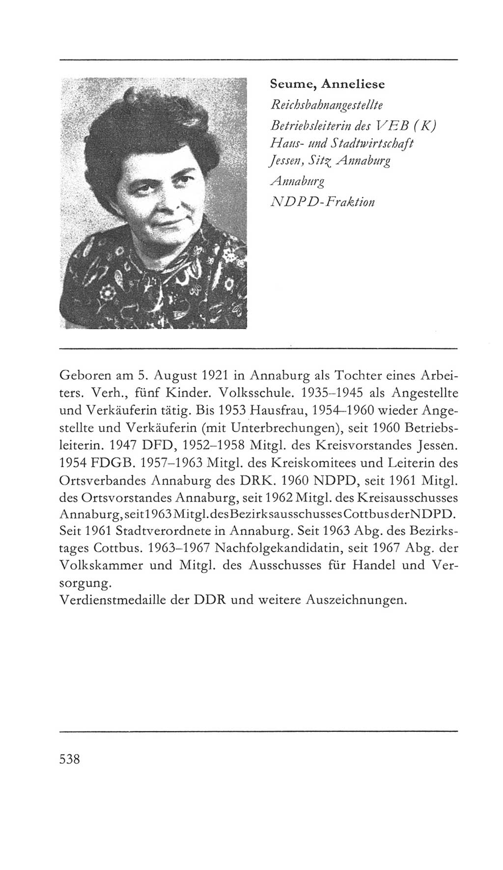 Volkskammer (VK) der Deutschen Demokratischen Republik (DDR) 5. Wahlperiode 1967-1971, Seite 538 (VK. DDR 5. WP. 1967-1971, S. 538)