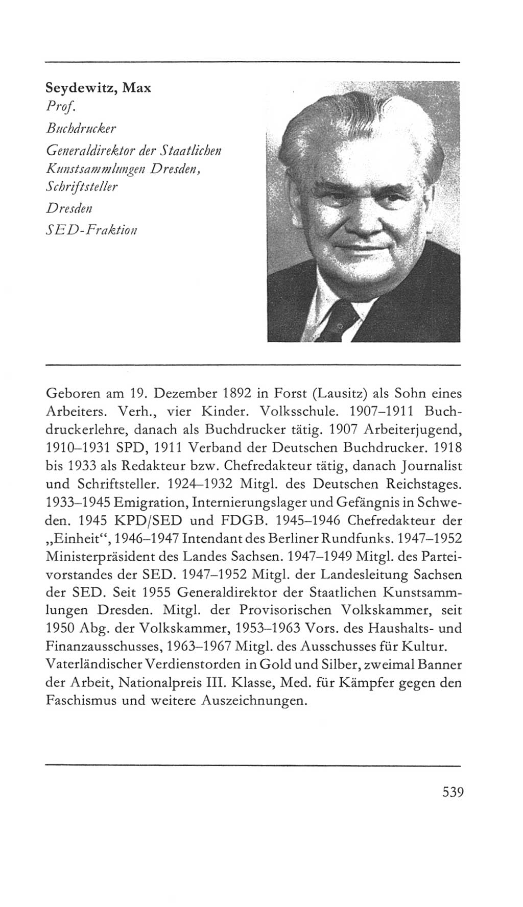 Volkskammer (VK) der Deutschen Demokratischen Republik (DDR) 5. Wahlperiode 1967-1971, Seite 539 (VK. DDR 5. WP. 1967-1971, S. 539)