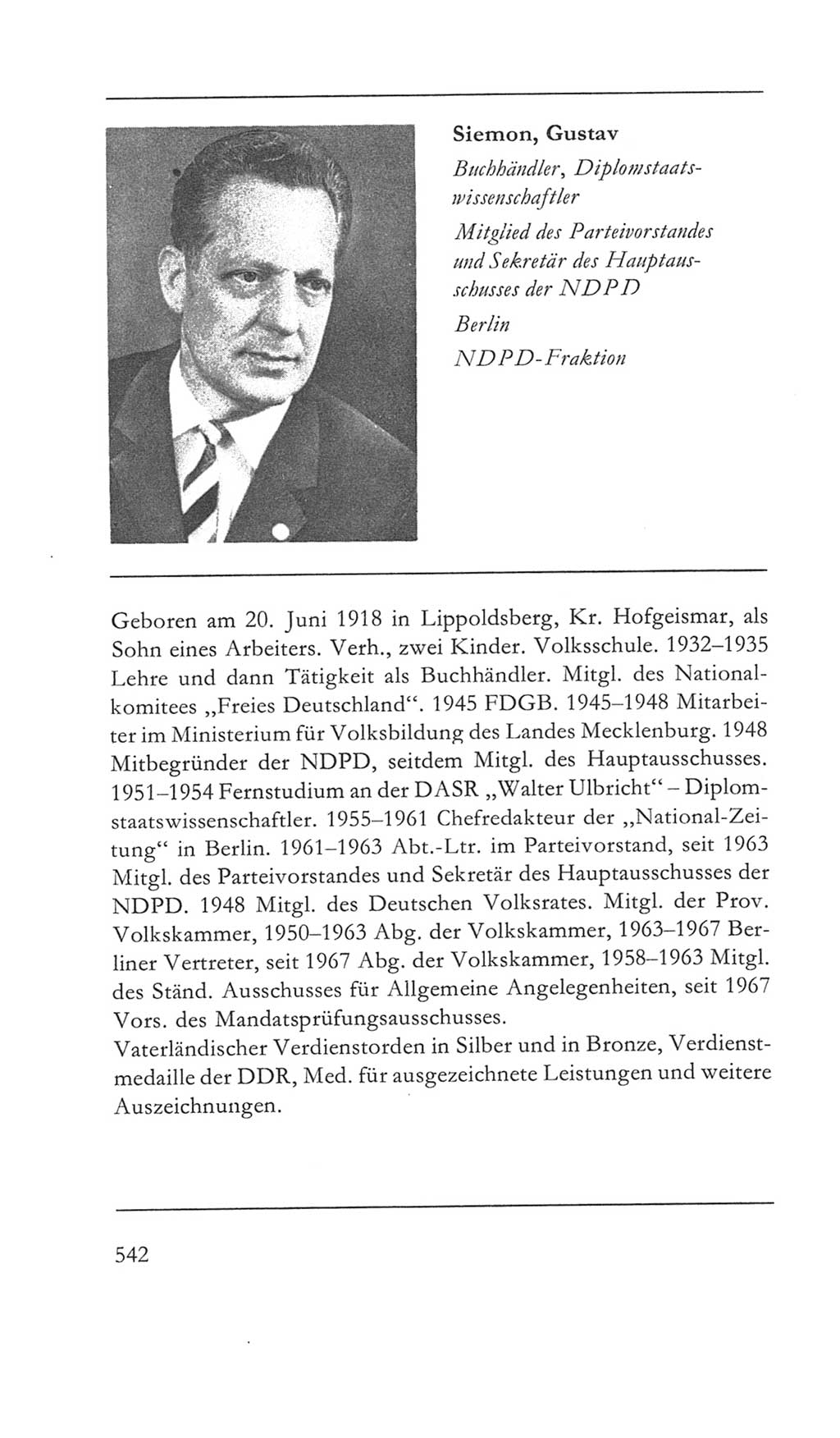 Volkskammer (VK) der Deutschen Demokratischen Republik (DDR) 5. Wahlperiode 1967-1971, Seite 542 (VK. DDR 5. WP. 1967-1971, S. 542)
