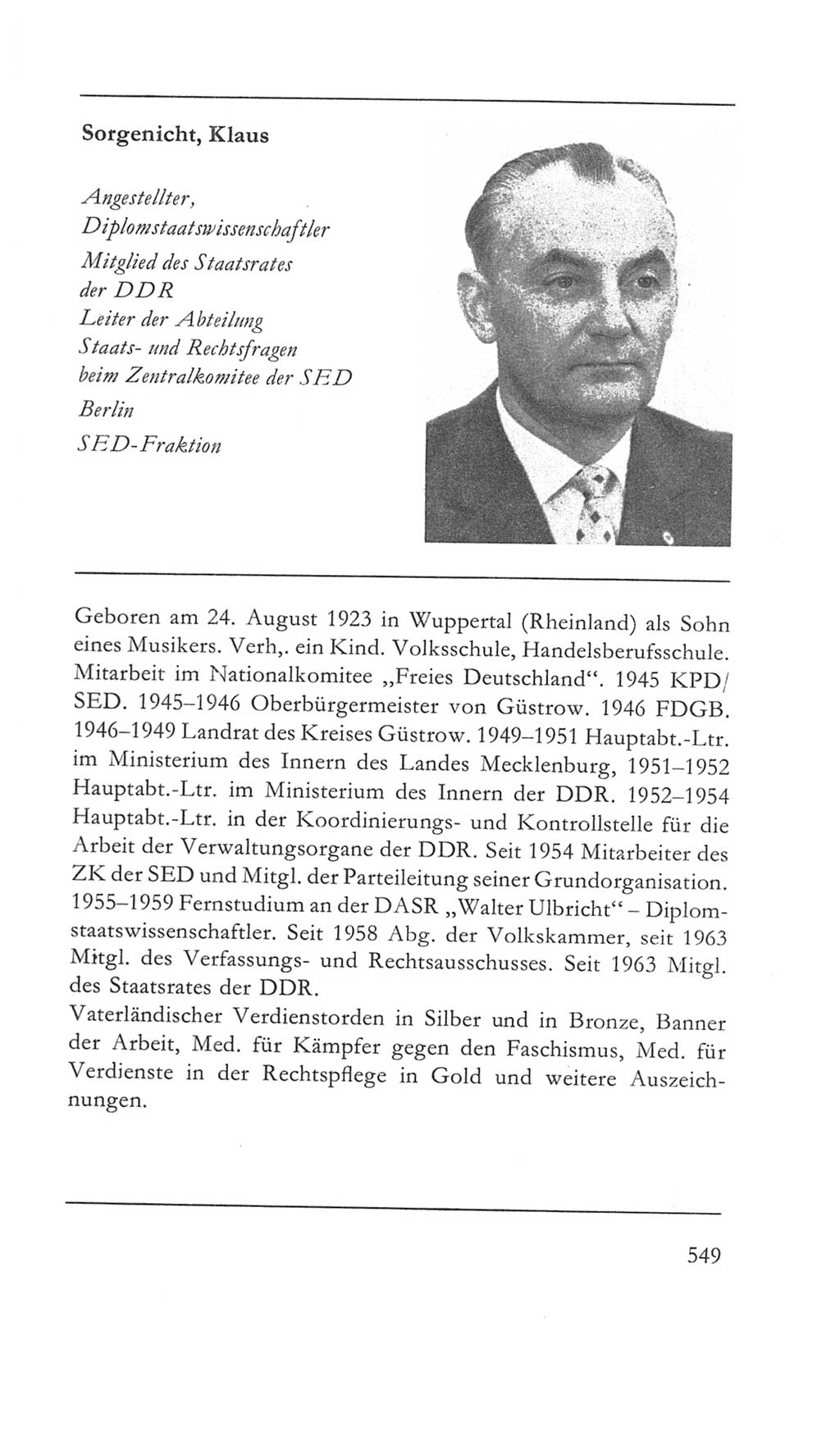 Volkskammer (VK) der Deutschen Demokratischen Republik (DDR) 5. Wahlperiode 1967-1971, Seite 549 (VK. DDR 5. WP. 1967-1971, S. 549)