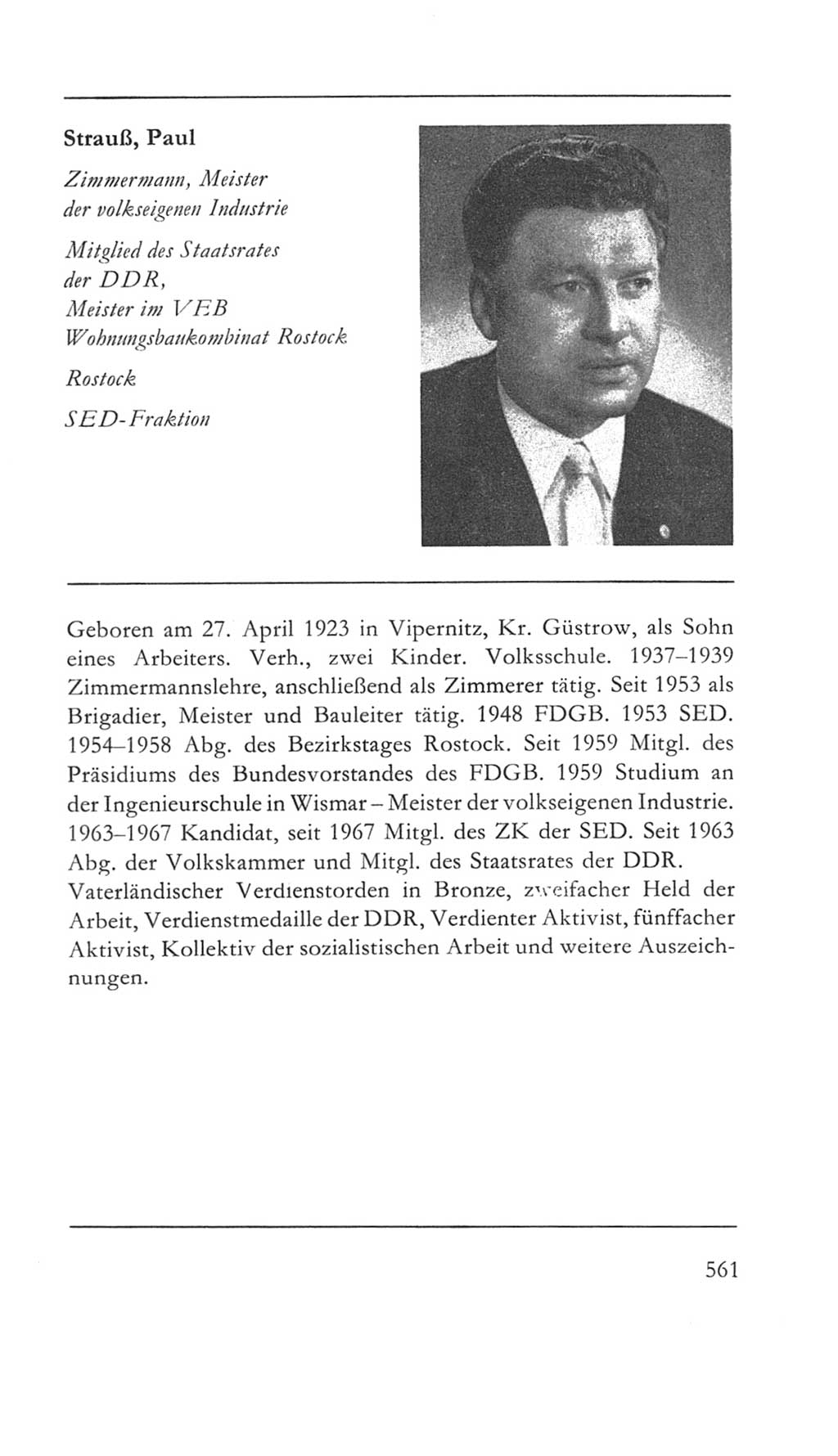 Volkskammer (VK) der Deutschen Demokratischen Republik (DDR) 5. Wahlperiode 1967-1971, Seite 561 (VK. DDR 5. WP. 1967-1971, S. 561)