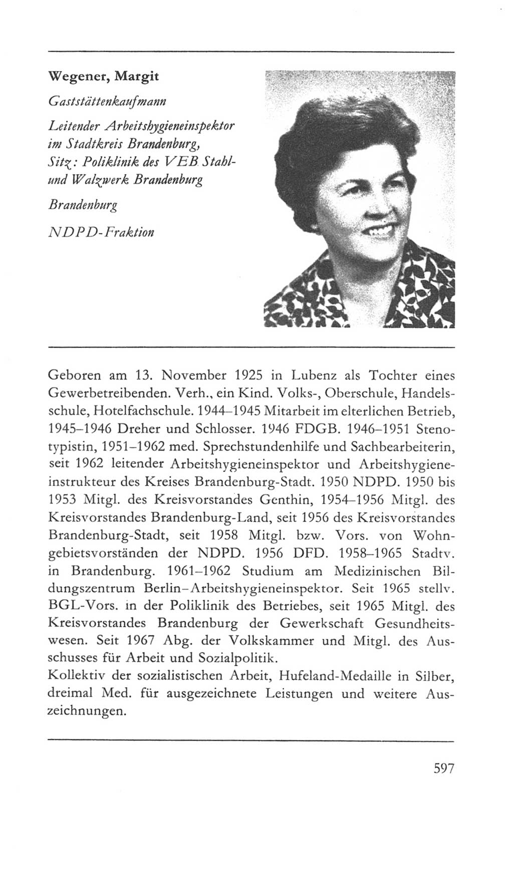 Volkskammer (VK) der Deutschen Demokratischen Republik (DDR) 5. Wahlperiode 1967-1971, Seite 597 (VK. DDR 5. WP. 1967-1971, S. 597)