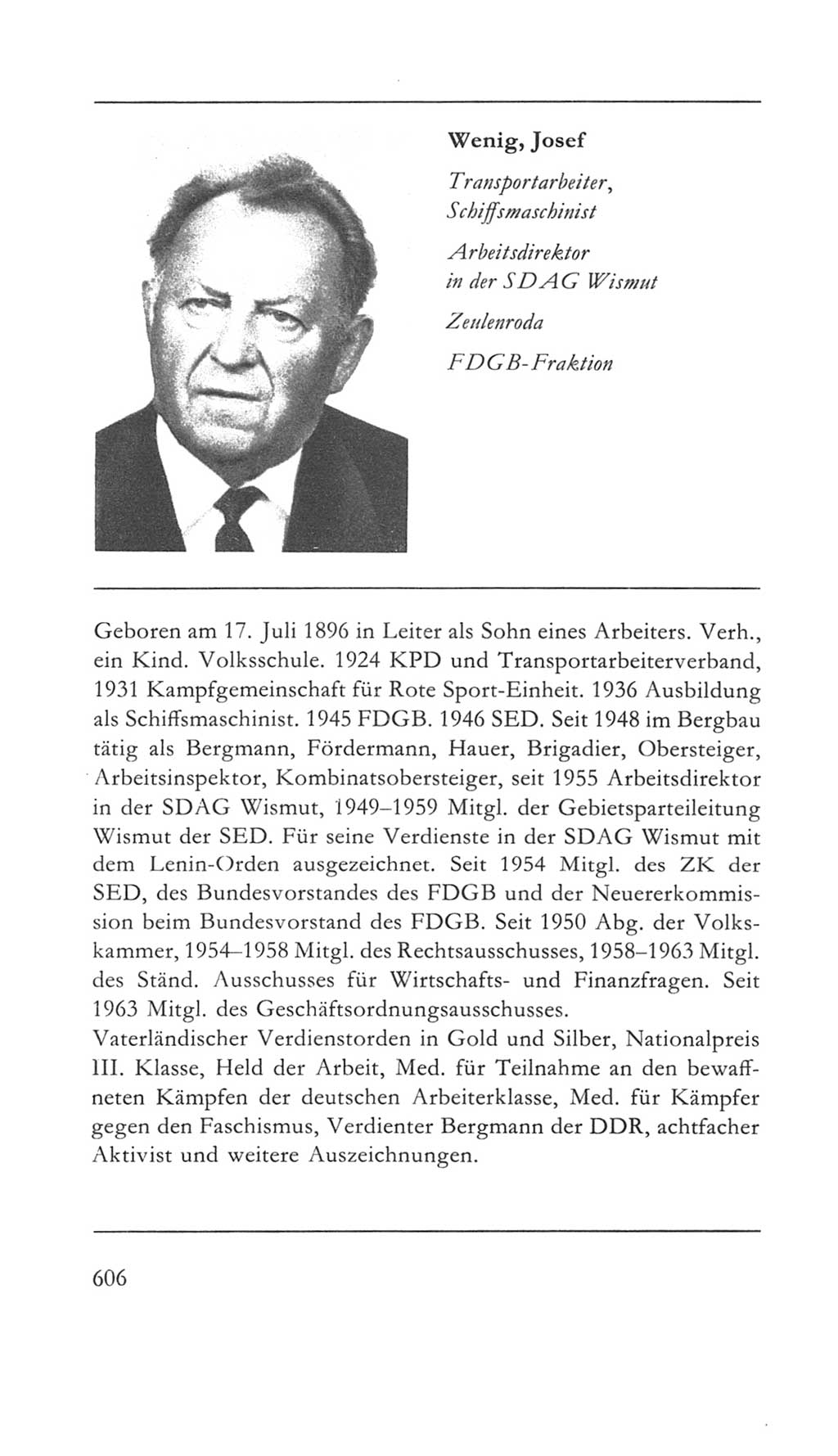 Volkskammer (VK) der Deutschen Demokratischen Republik (DDR) 5. Wahlperiode 1967-1971, Seite 606 (VK. DDR 5. WP. 1967-1971, S. 606)