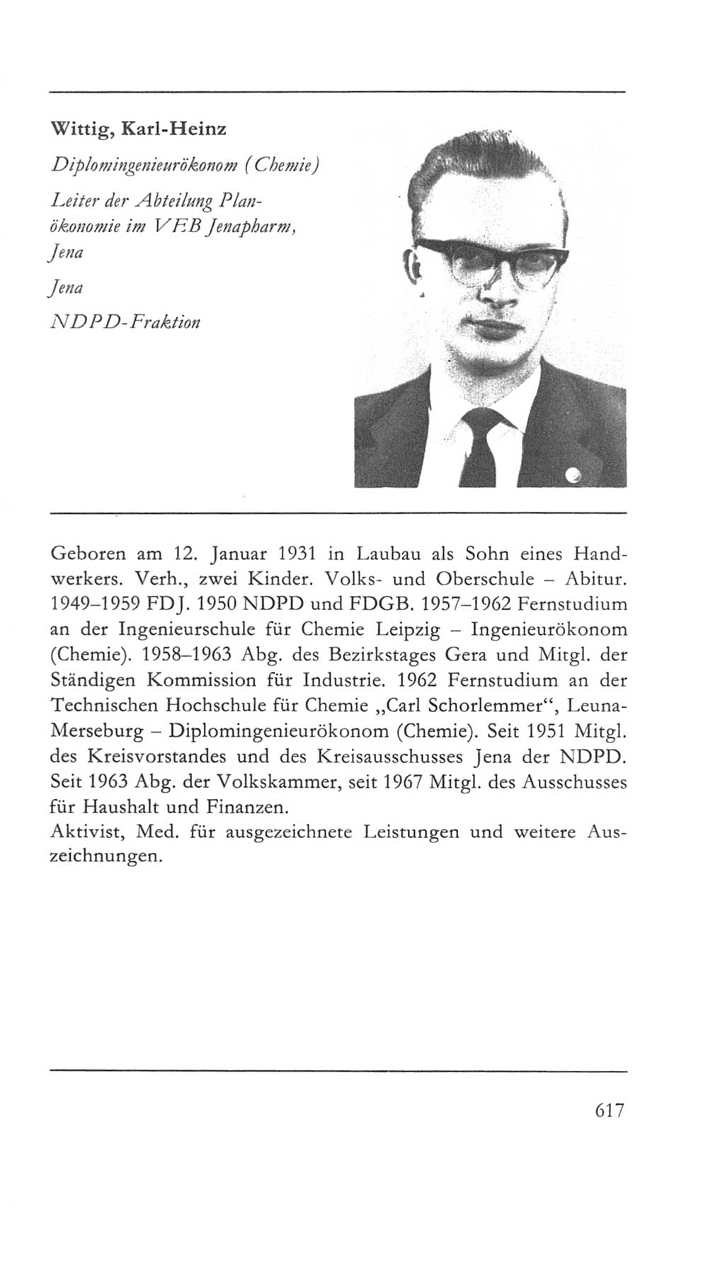 Volkskammer (VK) der Deutschen Demokratischen Republik (DDR) 5. Wahlperiode 1967-1971, Seite 617 (VK. DDR 5. WP. 1967-1971, S. 617)