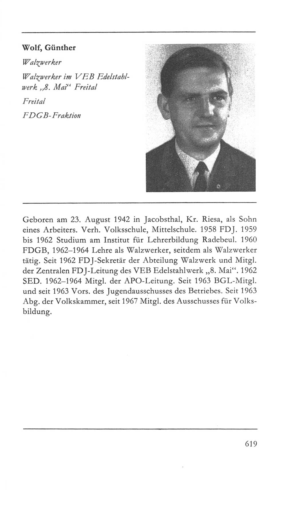 Volkskammer (VK) der Deutschen Demokratischen Republik (DDR) 5. Wahlperiode 1967-1971, Seite 619 (VK. DDR 5. WP. 1967-1971, S. 619)