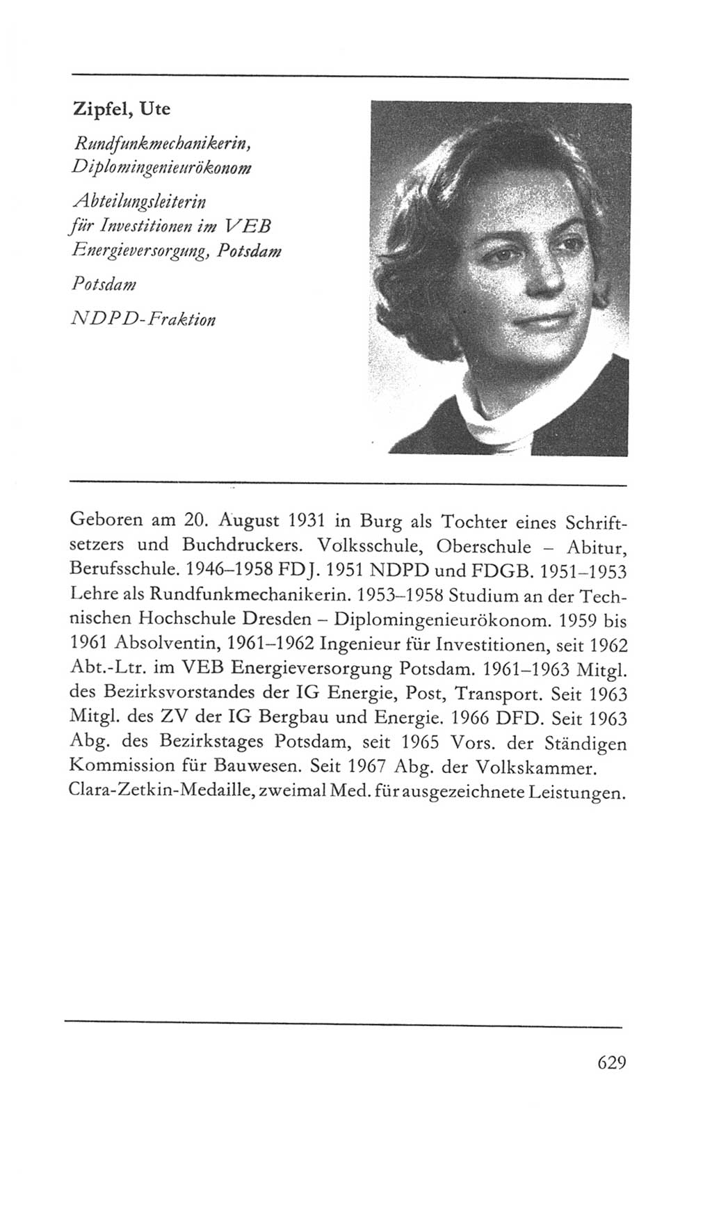 Volkskammer (VK) der Deutschen Demokratischen Republik (DDR) 5. Wahlperiode 1967-1971, Seite 629 (VK. DDR 5. WP. 1967-1971, S. 629)