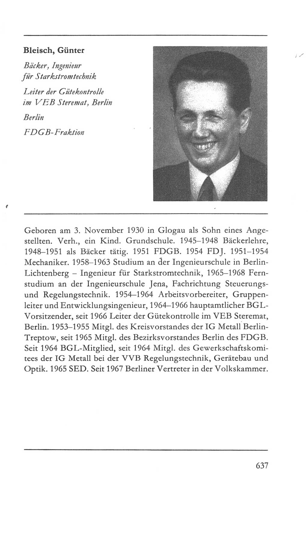 Volkskammer (VK) der Deutschen Demokratischen Republik (DDR) 5. Wahlperiode 1967-1971, Seite 637 (VK. DDR 5. WP. 1967-1971, S. 637)