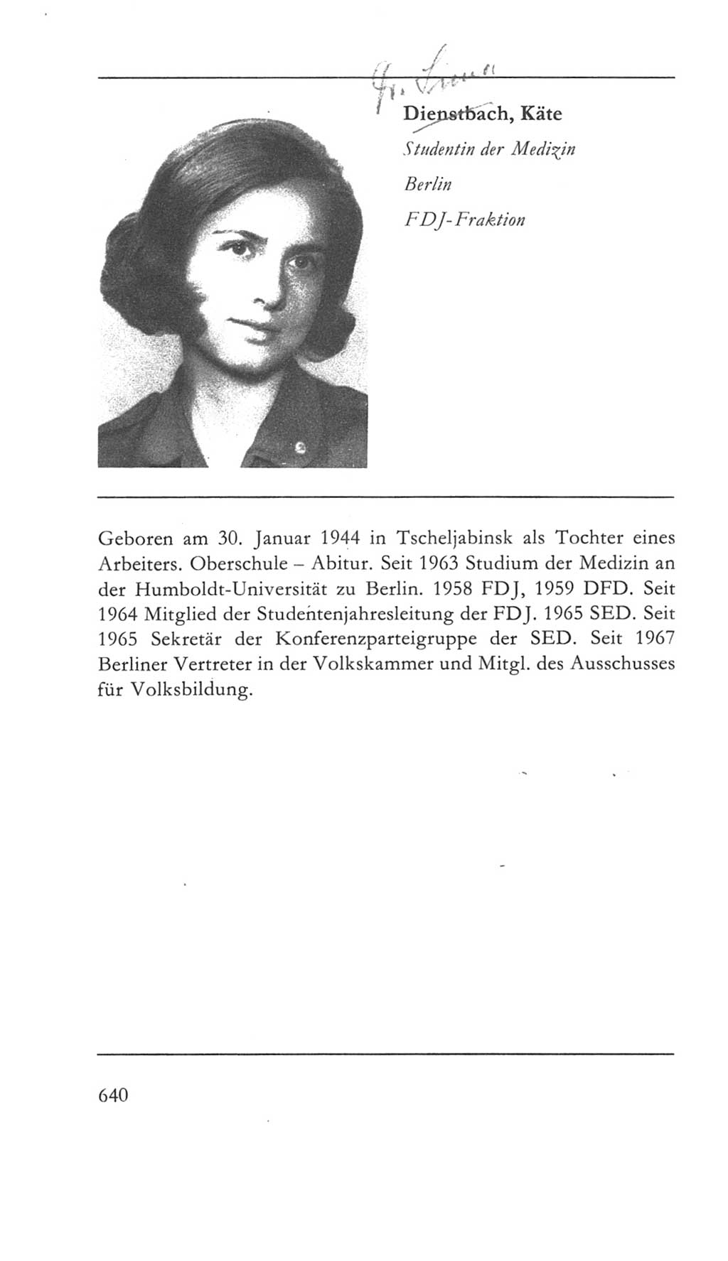 Volkskammer (VK) der Deutschen Demokratischen Republik (DDR) 5. Wahlperiode 1967-1971, Seite 640 (VK. DDR 5. WP. 1967-1971, S. 640)