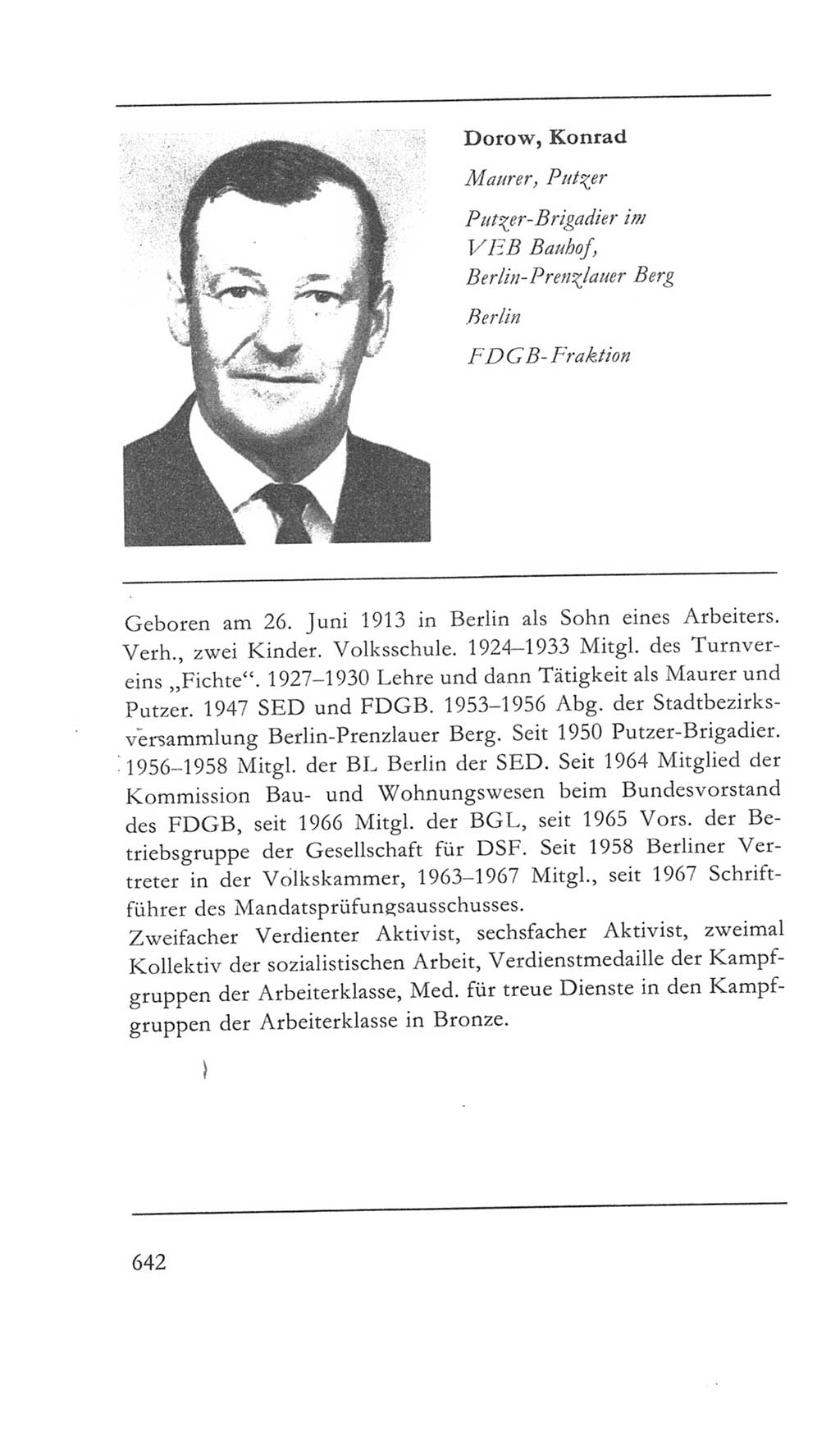 Volkskammer (VK) der Deutschen Demokratischen Republik (DDR) 5. Wahlperiode 1967-1971, Seite 642 (VK. DDR 5. WP. 1967-1971, S. 642)