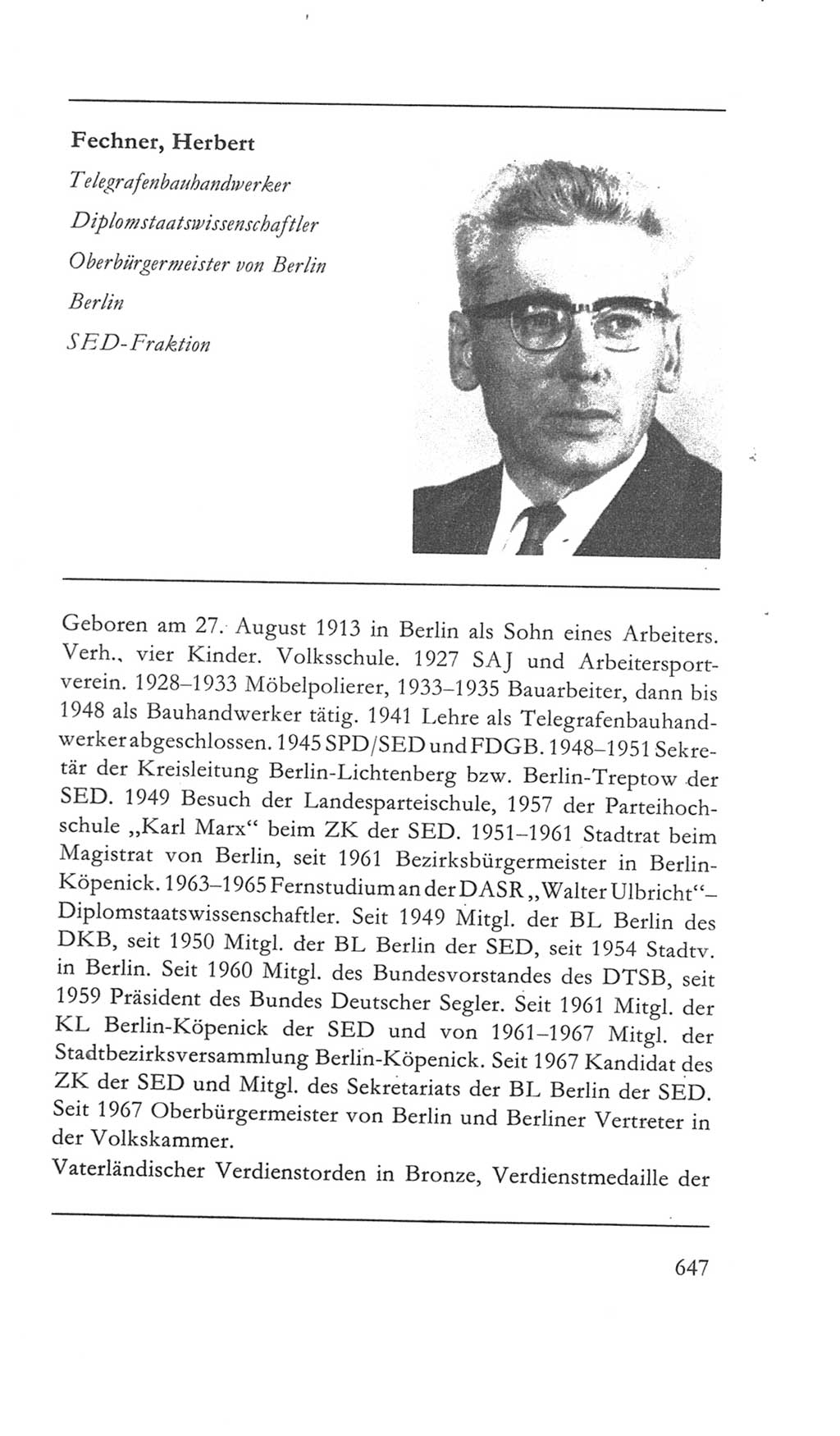 Volkskammer (VK) der Deutschen Demokratischen Republik (DDR) 5. Wahlperiode 1967-1971, Seite 647 (VK. DDR 5. WP. 1967-1971, S. 647)