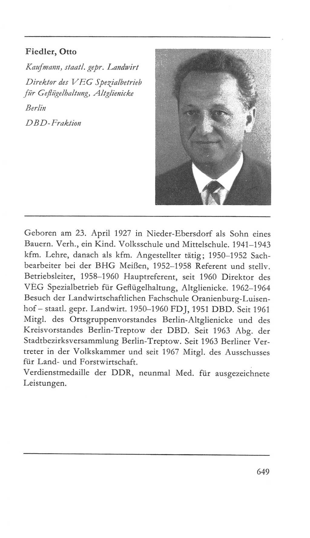 Volkskammer (VK) der Deutschen Demokratischen Republik (DDR) 5. Wahlperiode 1967-1971, Seite 649 (VK. DDR 5. WP. 1967-1971, S. 649)