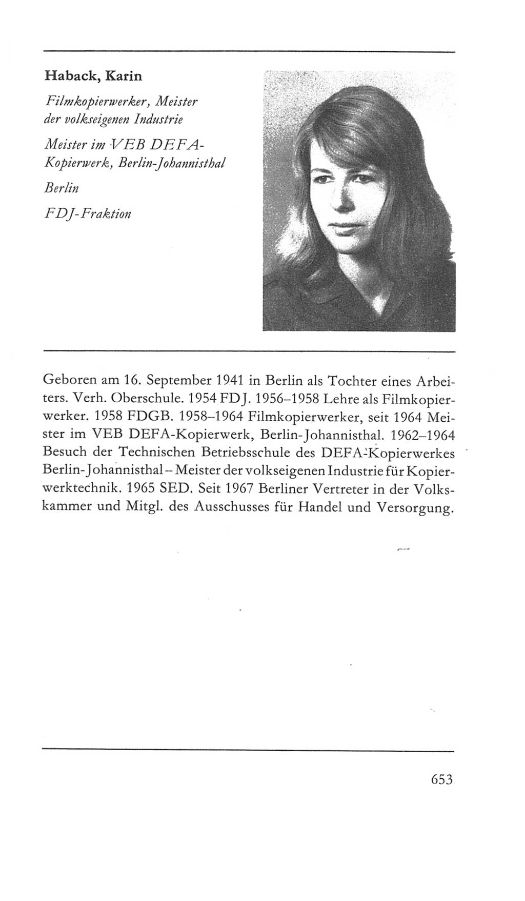 Volkskammer (VK) der Deutschen Demokratischen Republik (DDR) 5. Wahlperiode 1967-1971, Seite 653 (VK. DDR 5. WP. 1967-1971, S. 653)