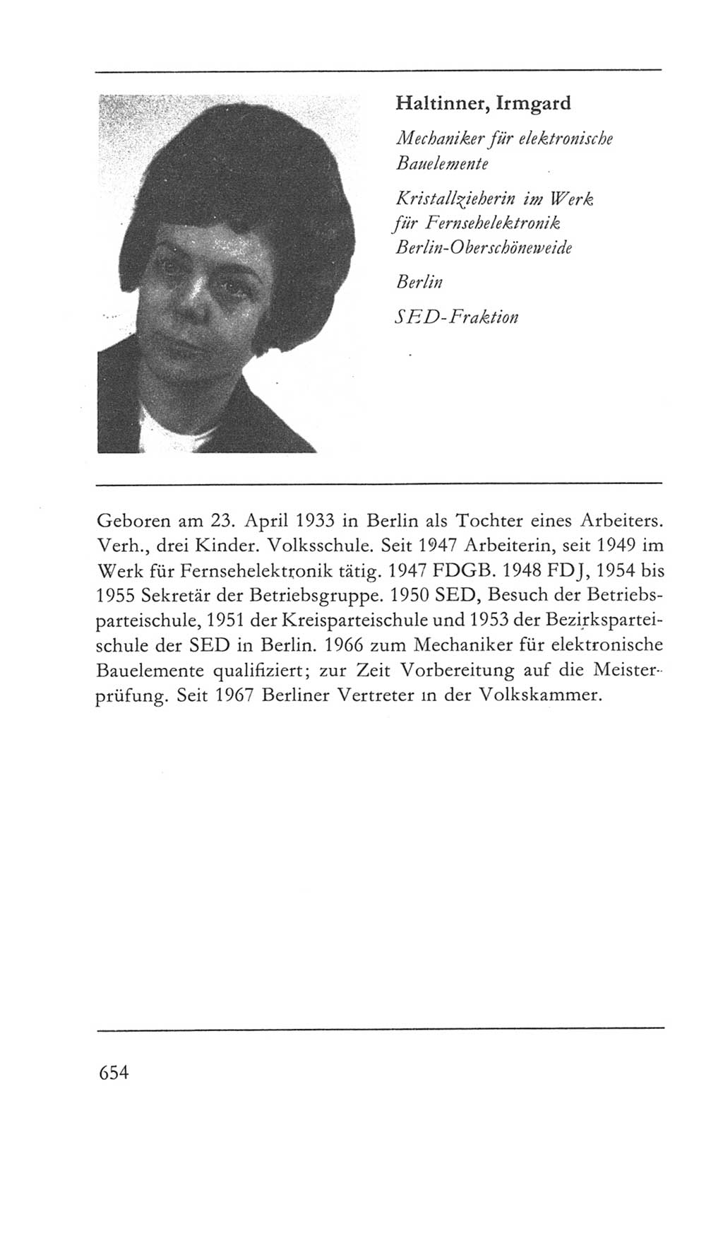Volkskammer (VK) der Deutschen Demokratischen Republik (DDR) 5. Wahlperiode 1967-1971, Seite 654 (VK. DDR 5. WP. 1967-1971, S. 654)