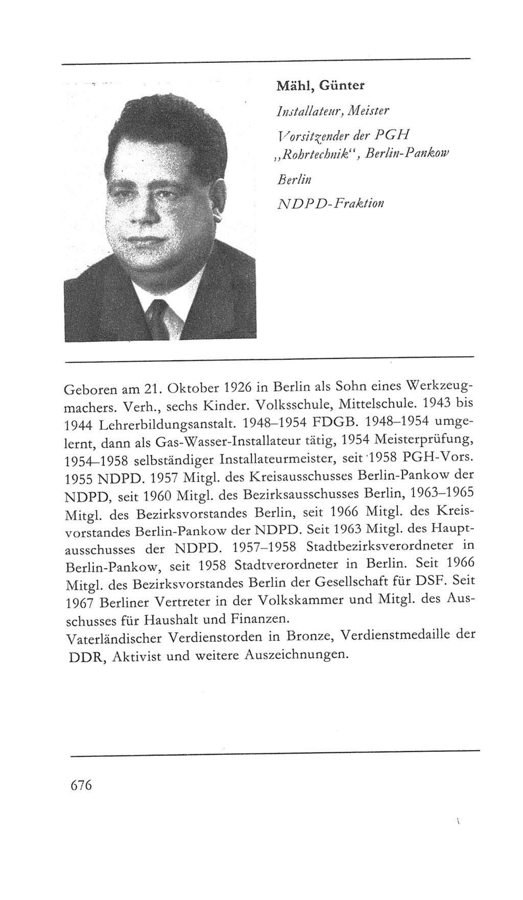 Volkskammer (VK) der Deutschen Demokratischen Republik (DDR) 5. Wahlperiode 1967-1971, Seite 676 (VK. DDR 5. WP. 1967-1971, S. 676)