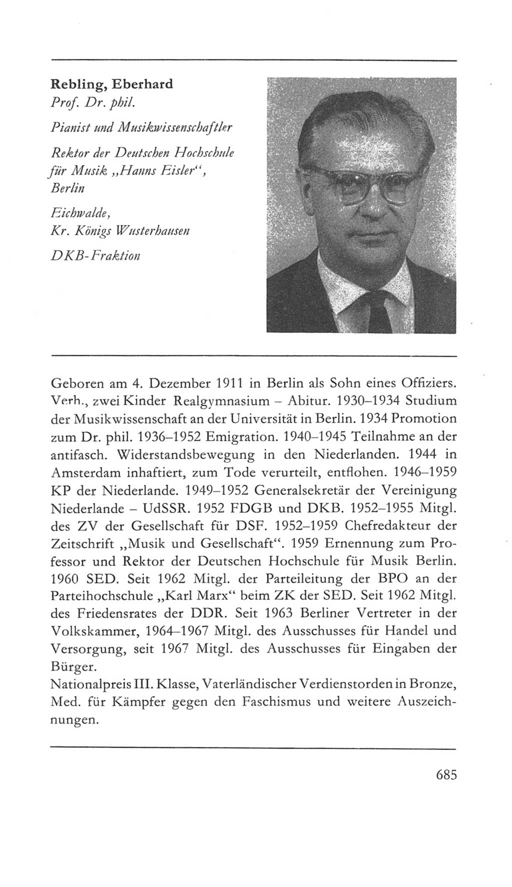 Volkskammer (VK) der Deutschen Demokratischen Republik (DDR) 5. Wahlperiode 1967-1971, Seite 685 (VK. DDR 5. WP. 1967-1971, S. 685)