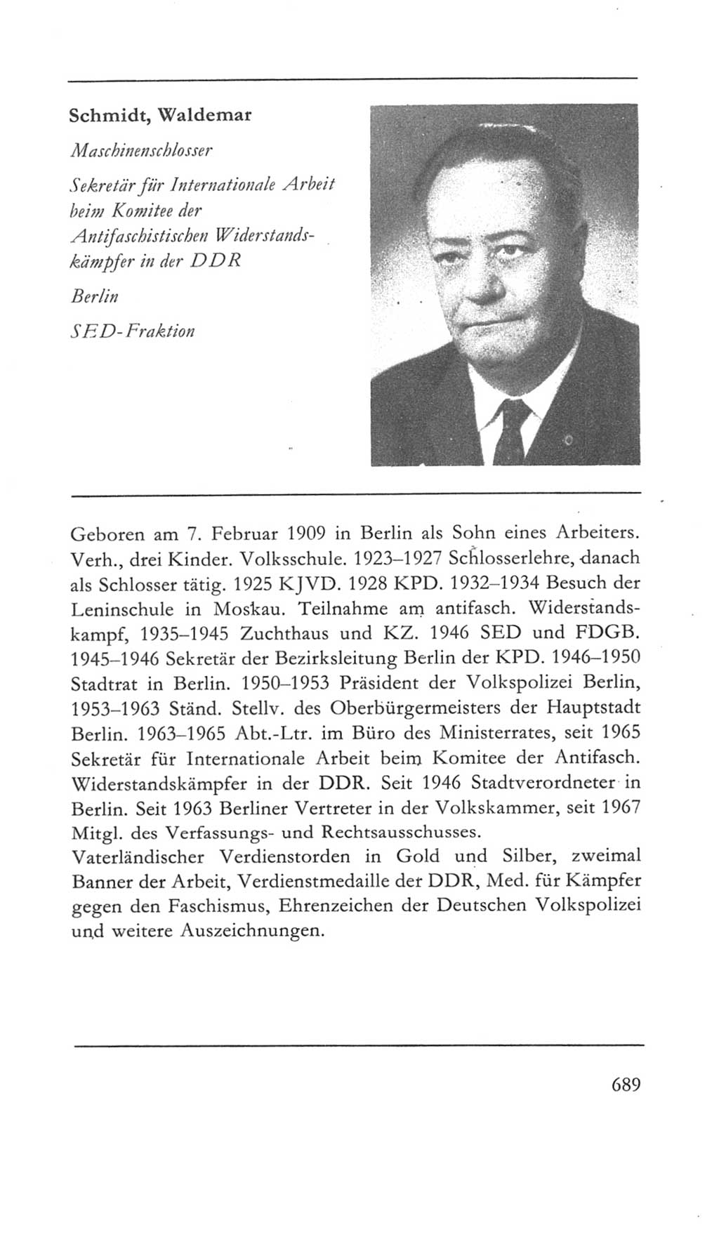 Volkskammer (VK) der Deutschen Demokratischen Republik (DDR) 5. Wahlperiode 1967-1971, Seite 689 (VK. DDR 5. WP. 1967-1971, S. 689)
