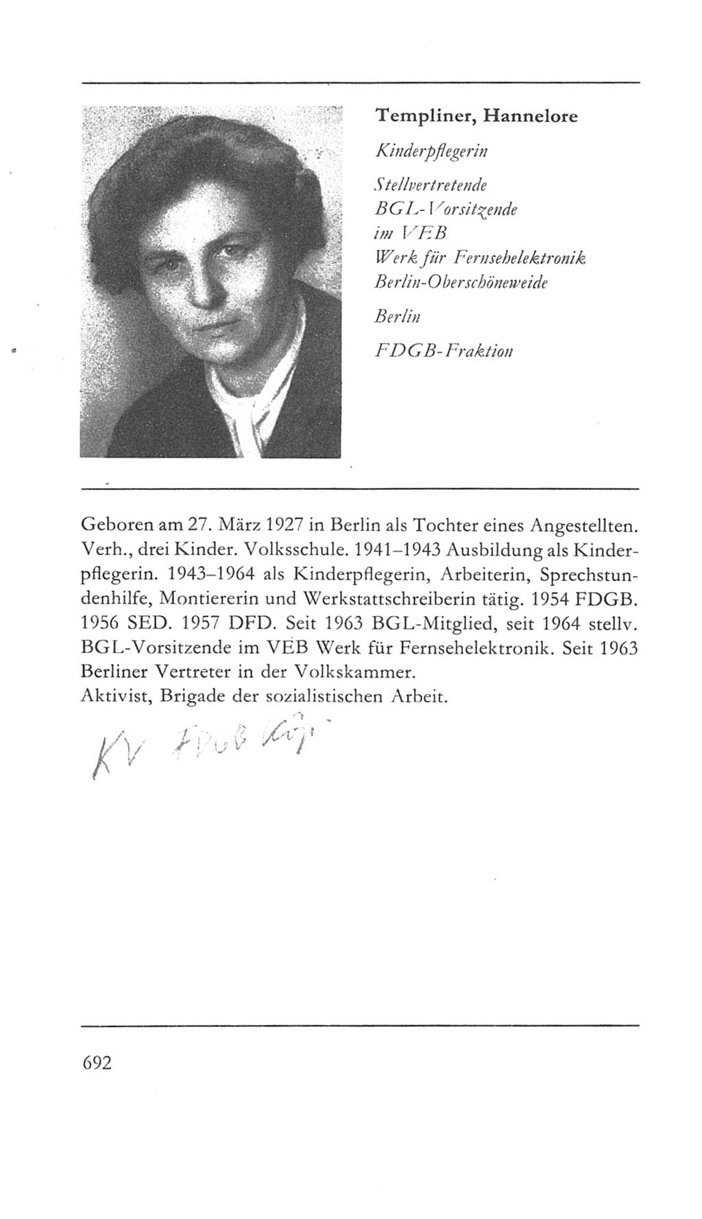 Volkskammer (VK) der Deutschen Demokratischen Republik (DDR) 5. Wahlperiode 1967-1971, Seite 692 (VK. DDR 5. WP. 1967-1971, S. 692)