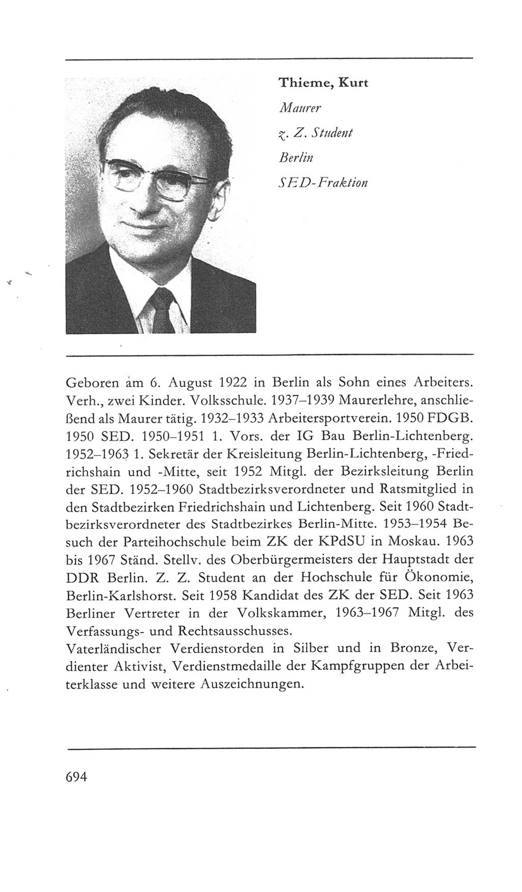 Volkskammer (VK) der Deutschen Demokratischen Republik (DDR) 5. Wahlperiode 1967-1971, Seite 694 (VK. DDR 5. WP. 1967-1971, S. 694)