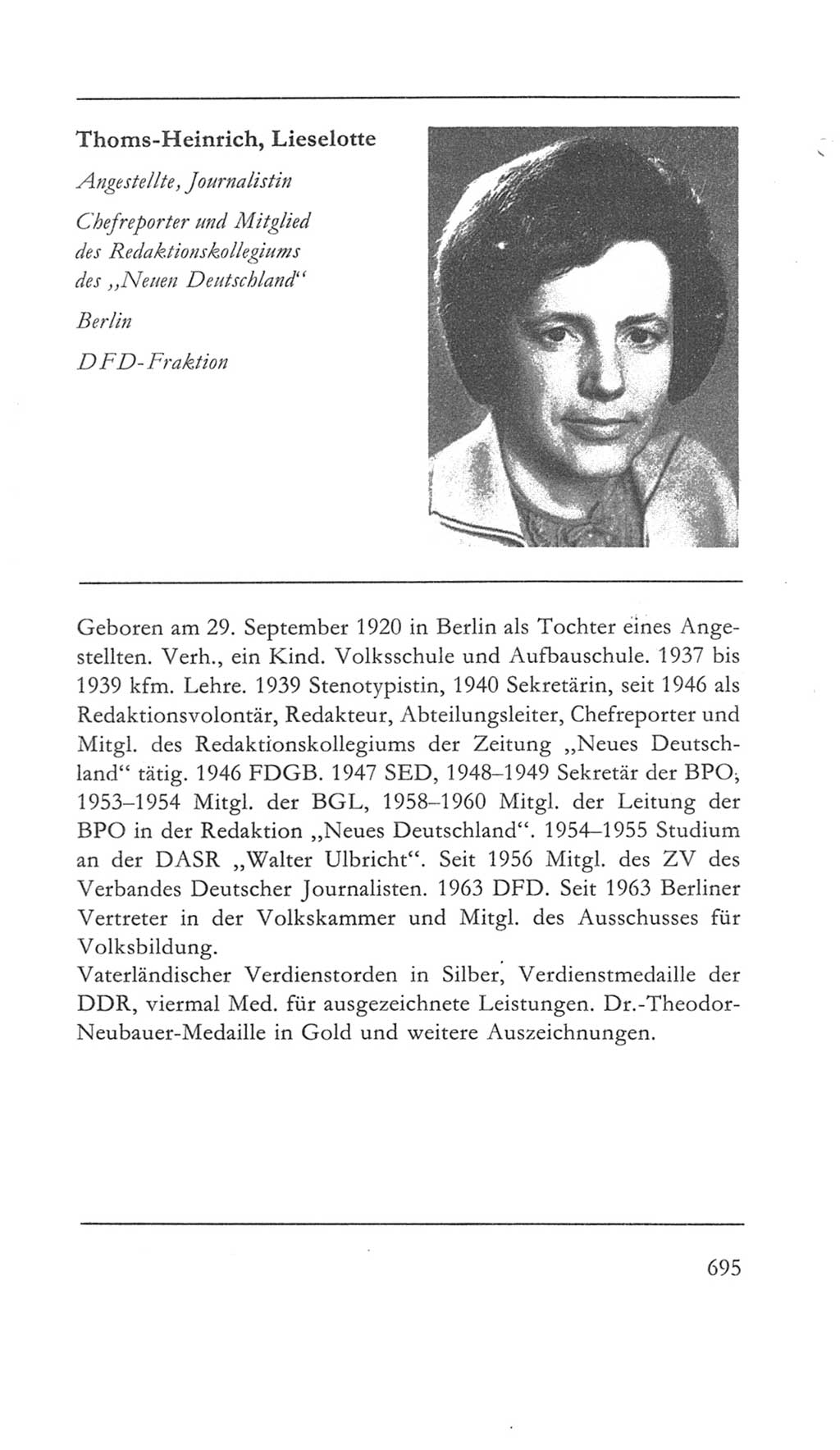 Volkskammer (VK) der Deutschen Demokratischen Republik (DDR) 5. Wahlperiode 1967-1971, Seite 695 (VK. DDR 5. WP. 1967-1971, S. 695)