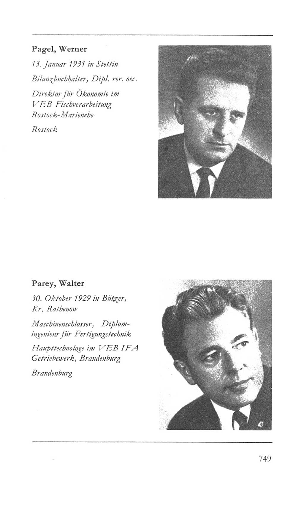Volkskammer (VK) der Deutschen Demokratischen Republik (DDR) 5. Wahlperiode 1967-1971, Seite 749 (VK. DDR 5. WP. 1967-1971, S. 749)