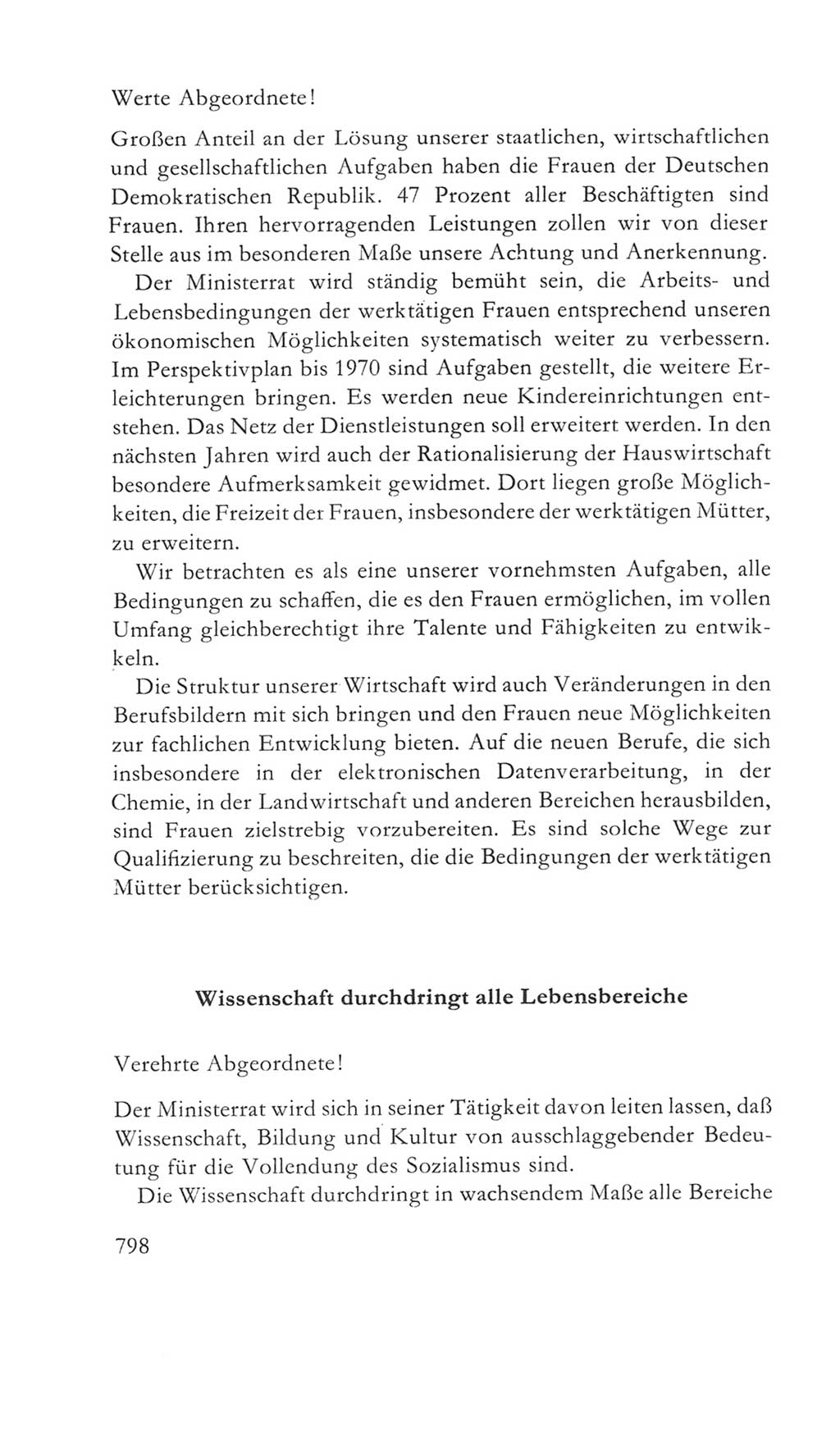 Volkskammer (VK) der Deutschen Demokratischen Republik (DDR) 5. Wahlperiode 1967-1971, Seite 798 (VK. DDR 5. WP. 1967-1971, S. 798)