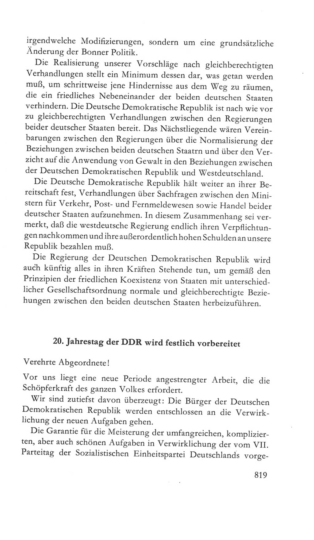 Volkskammer (VK) der Deutschen Demokratischen Republik (DDR) 5. Wahlperiode 1967-1971, Seite 819 (VK. DDR 5. WP. 1967-1971, S. 819)