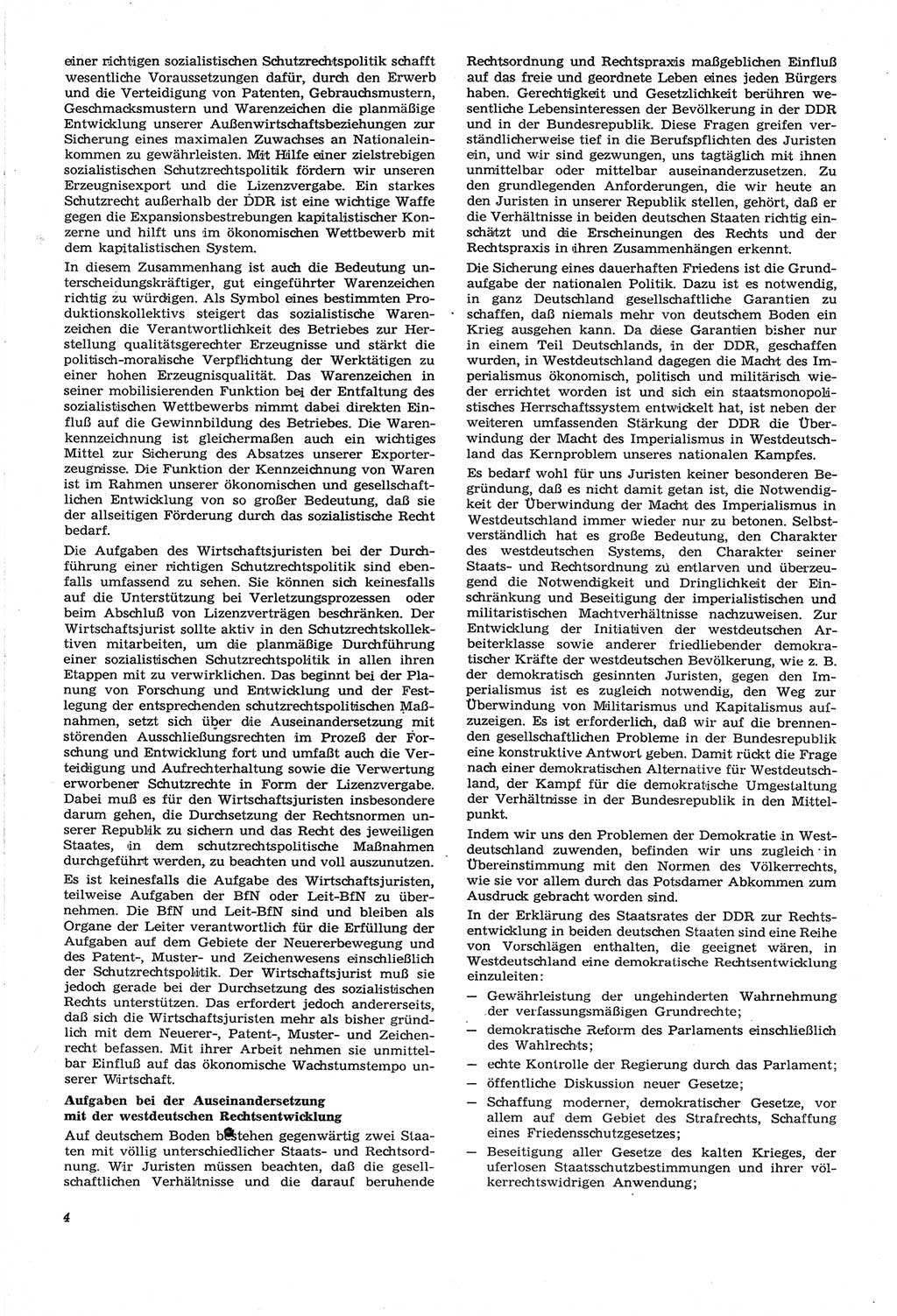 Neue Justiz (NJ), Zeitschrift für Recht und Rechtswissenschaft [Deutsche Demokratische Republik (DDR)], 21. Jahrgang 1967, Seite 4 (NJ DDR 1967, S. 4)
