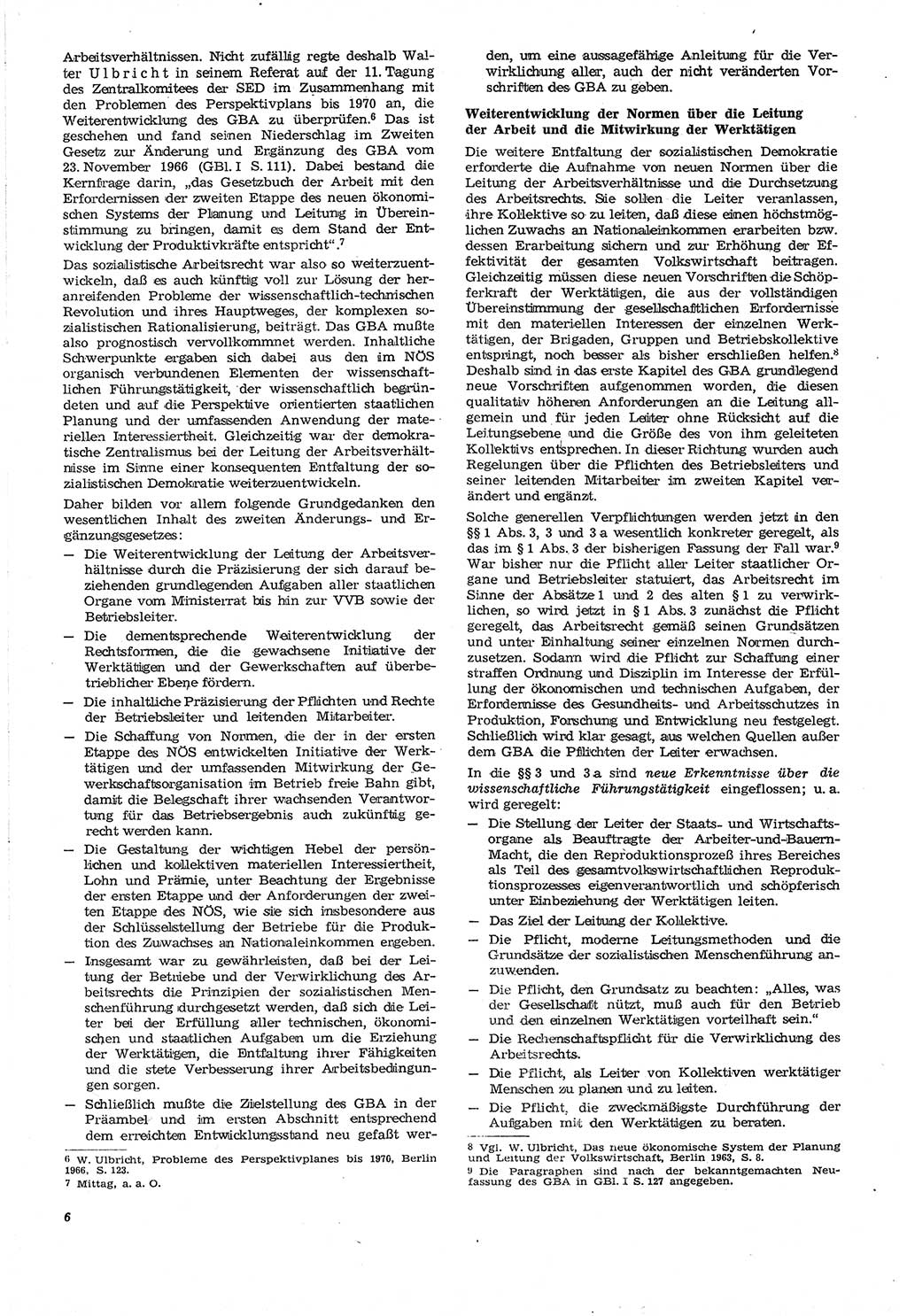 Neue Justiz (NJ), Zeitschrift für Recht und Rechtswissenschaft [Deutsche Demokratische Republik (DDR)], 21. Jahrgang 1967, Seite 6 (NJ DDR 1967, S. 6)