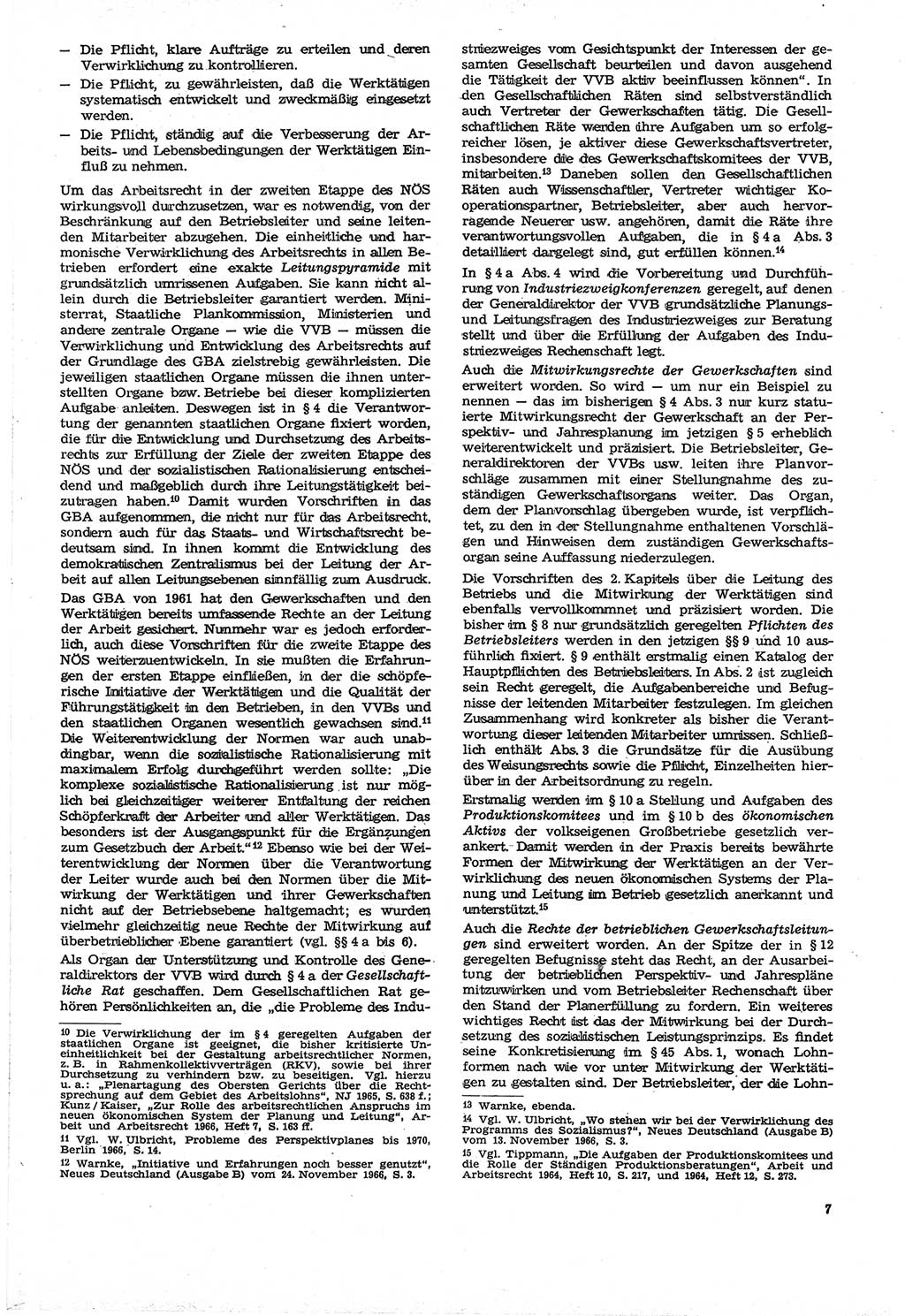 Neue Justiz (NJ), Zeitschrift für Recht und Rechtswissenschaft [Deutsche Demokratische Republik (DDR)], 21. Jahrgang 1967, Seite 7 (NJ DDR 1967, S. 7)