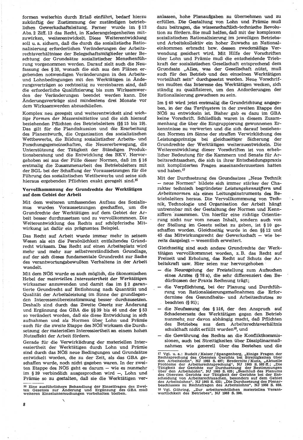 Neue Justiz (NJ), Zeitschrift für Recht und Rechtswissenschaft [Deutsche Demokratische Republik (DDR)], 21. Jahrgang 1967, Seite 8 (NJ DDR 1967, S. 8)